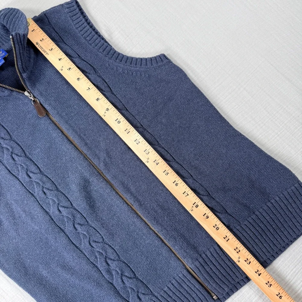 Pendleton Womens Blue 100% Cotton Cable Knit Full Zip Sweater Vest Large - Picture 5 of 7